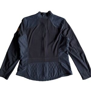 Eddie Bauer Full Zip Fleece Jacket Quilted Shoulder Black Equestrian Gorpcore L